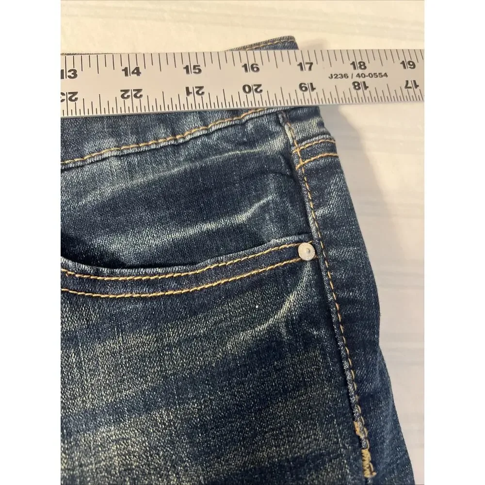 Jessica Simpson Womens Denim Bermuda Short Size 16 Blue Dark Wash Frayed Stretch